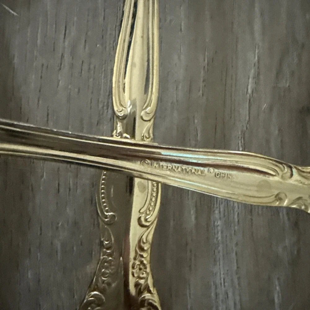 Set 5 International San Marcos Gold‎ Plate Serving Pieces Slotted Spoon Butter